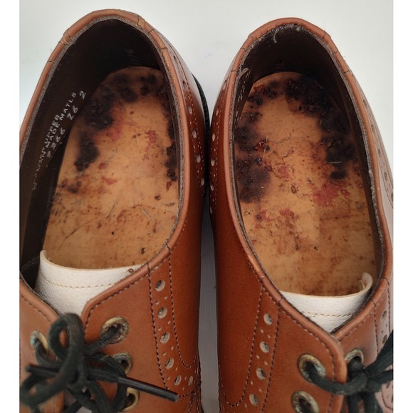 Vintage Brown & WHITE CAP TOE Two Tone‎  OXFORD Rockabilly Shoe sz 8 Men main image 8